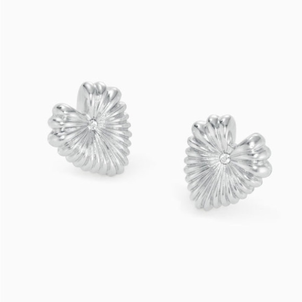 Stella & Dot Silver Heart Studs - worn once!